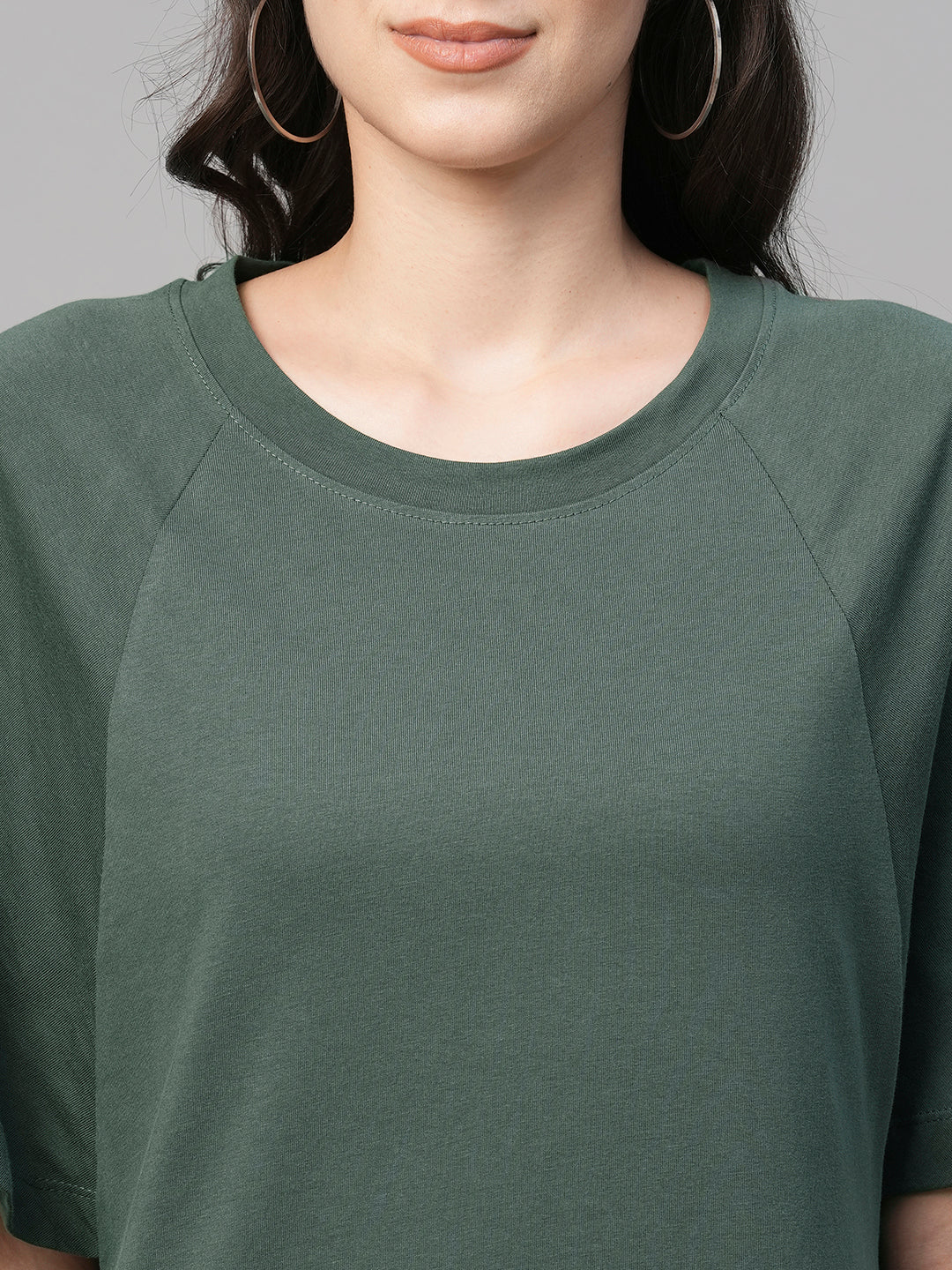 Women's Cotton Loose Fit Knit Dress Green