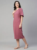 Women's Cotton Loose Fit Knit Dress Wine