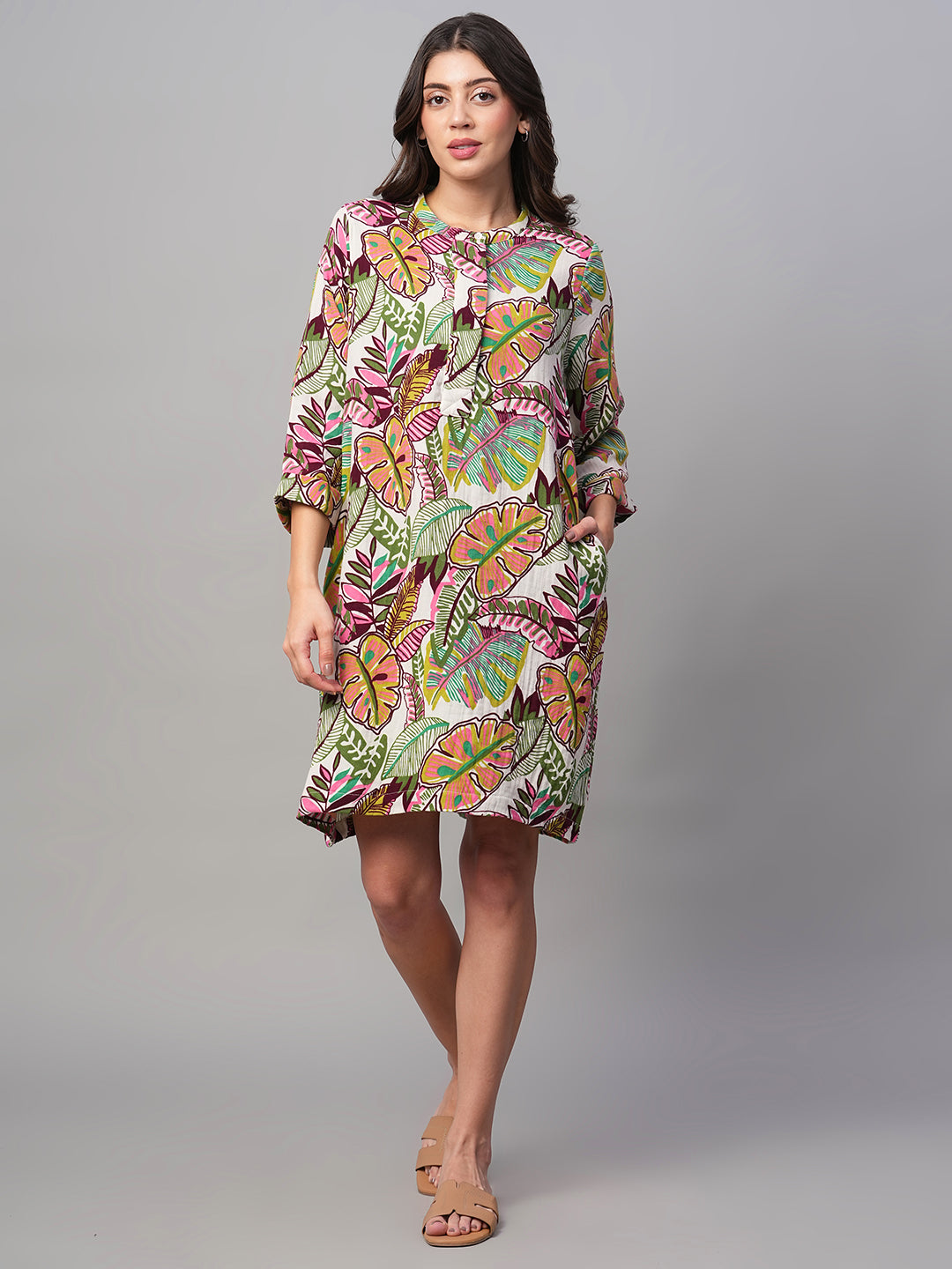 Women's Multi 100% Cotton Regular Fit Dress