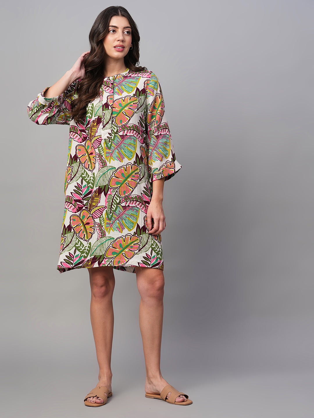Women's Multi 100% Cotton Regular Fit Dress
