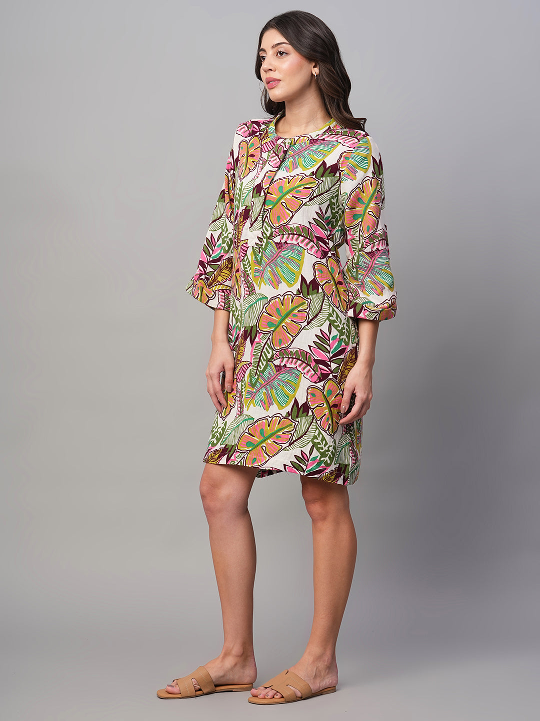 Women's Multi 100% Cotton Regular Fit Dress