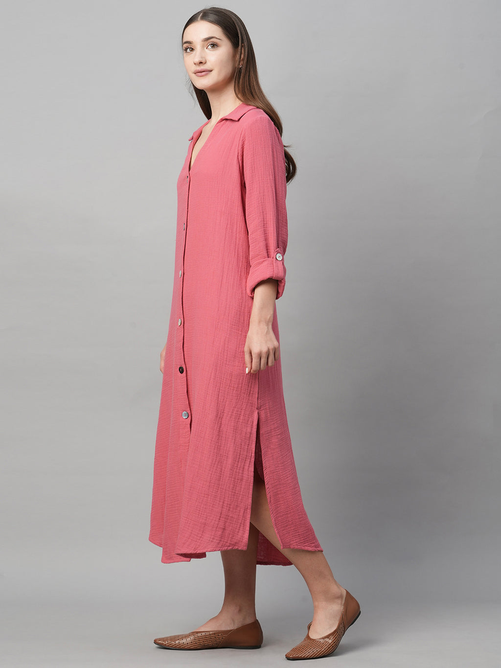 Women's Cotton Boxy Fit Dress Pink