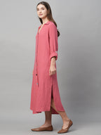 Women's Cotton Boxy Fit Dress Pink