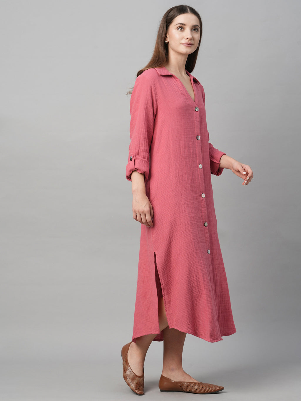 Women's Cotton Boxy Fit Dress Pink