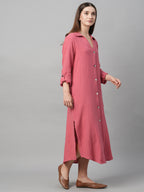 Women's Cotton Boxy Fit Dress Pink