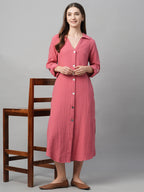 Women's Cotton Boxy Fit Dress Pink