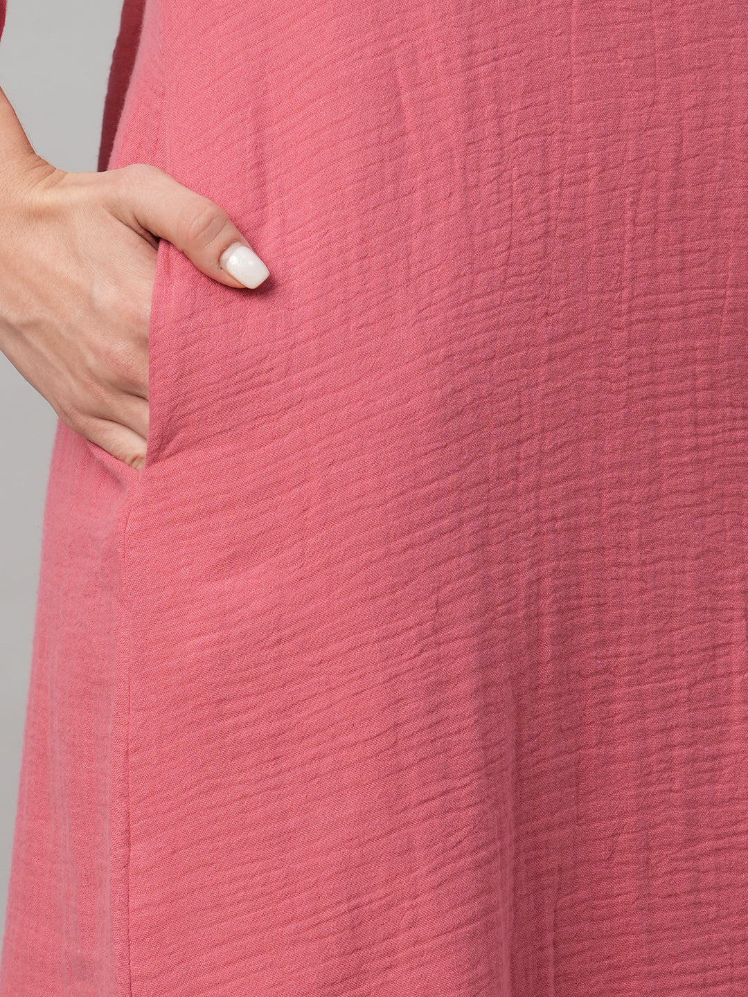 Women's Cotton Boxy Fit Dress Pink