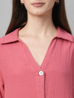 Women's Cotton Boxy Fit Dress Pink