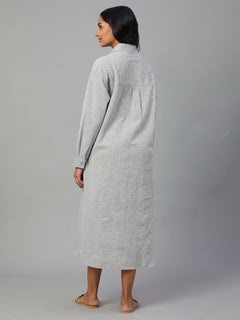 Women’s Cotton Linen Regular Fit Dress Grey