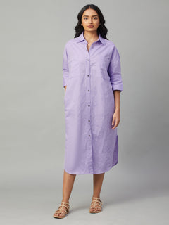 Women’s Linen Cotton Boxy Fit Dress Lilac