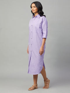 Women’s Linen Cotton Boxy Fit Dress Lilac