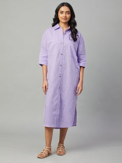 Women’s Linen Cotton Boxy Fit Dress Lilac
