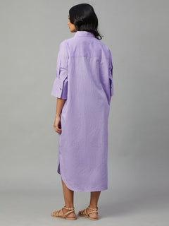 Women’s Linen Cotton Boxy Fit Dress Lilac