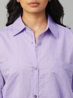 Women’s Linen Cotton Boxy Fit Dress Lilac