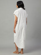 Women's White 100% Cotton Boxy Fit Dress