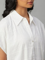 Women's White 100% Cotton Boxy Fit Dress