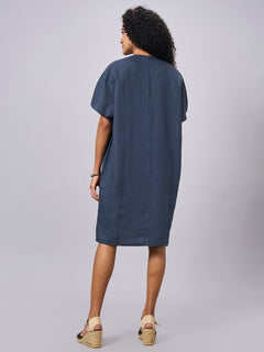 Women’s Linen Boxy Fit Dress Blue