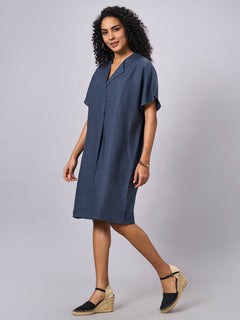 Women’s Linen Boxy Fit Dress Blue