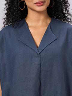 Women’s Linen Boxy Fit Dress Blue