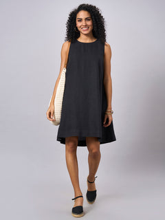 Women’s Linen Regular Fit Dress Black