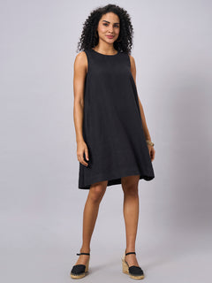 Women’s Linen Regular Fit Dress Black