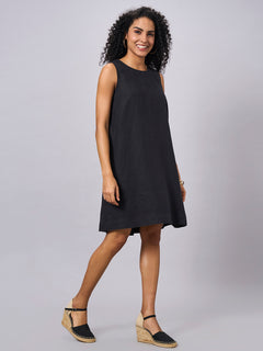 Women’s Linen Regular Fit Dress Black