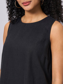 Women’s Linen Regular Fit Dress Black