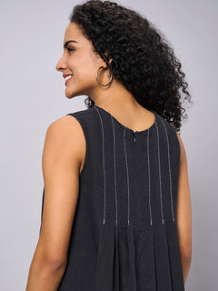 Women’s Linen Regular Fit Dress Black