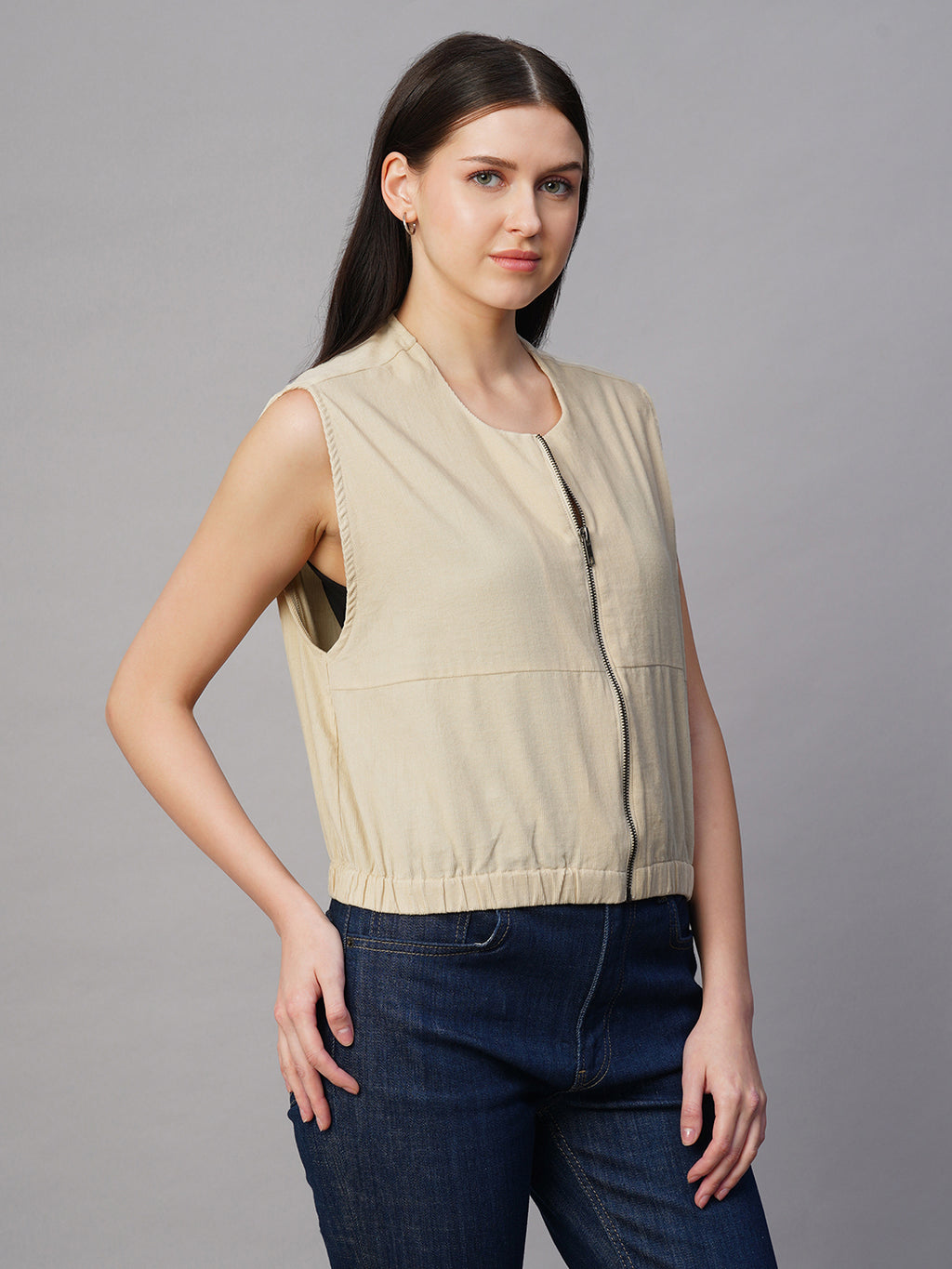 Women's Corduroy Offwhite 100% Cotton Boxy Fit Jacket