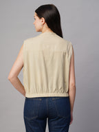 Women's Corduroy Offwhite 100% Cotton Boxy Fit Jacket