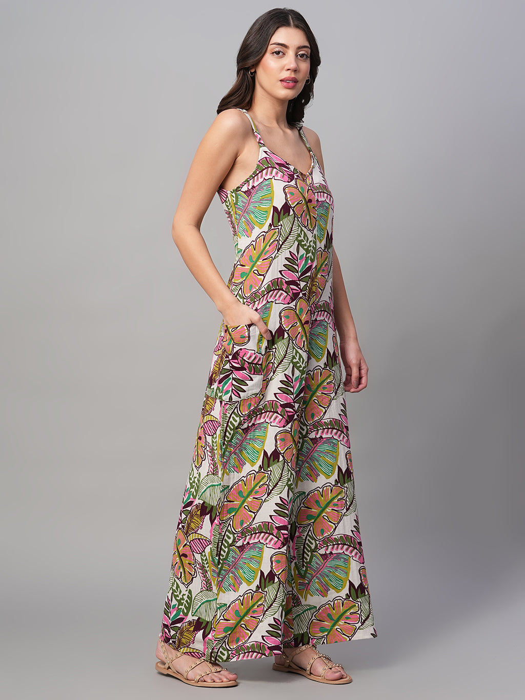 Women's Multi 100% Cotton Regular Fit Jumpsuit
