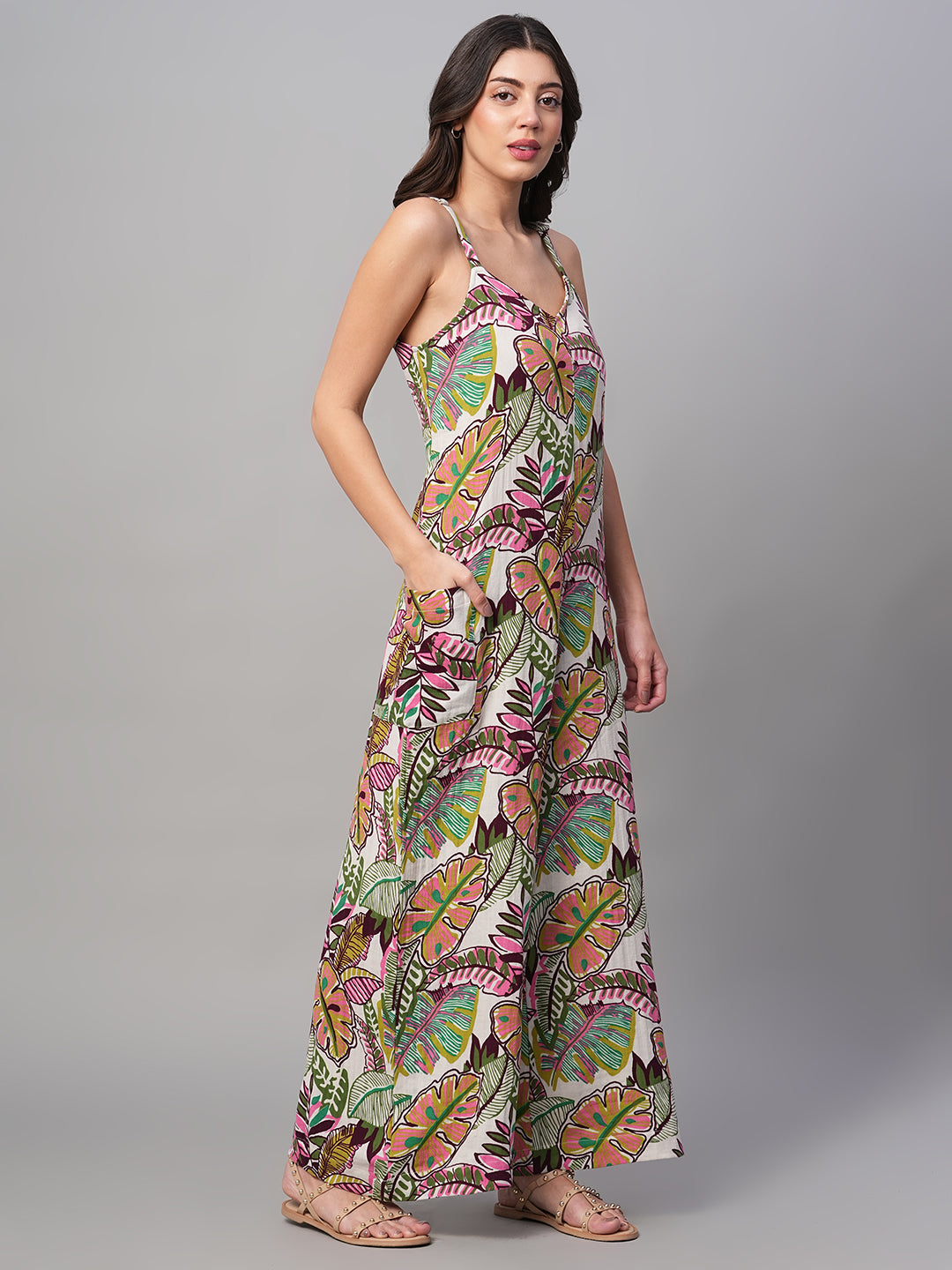 Women's Multi 100% Cotton Regular Fit Jumpsuit