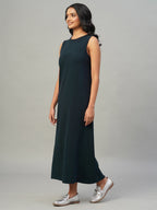 Women's Navy Cotton Elastane Regular Fit Knit Dress
