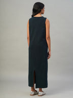 Women's Navy Cotton Elastane Regular Fit Knit Dress