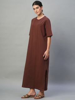 Women’s Cotton Elastane Regular Fit Dress Wine