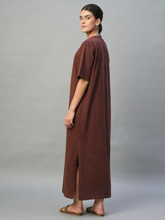 Women’s Cotton Elastane Regular Fit Dress Wine