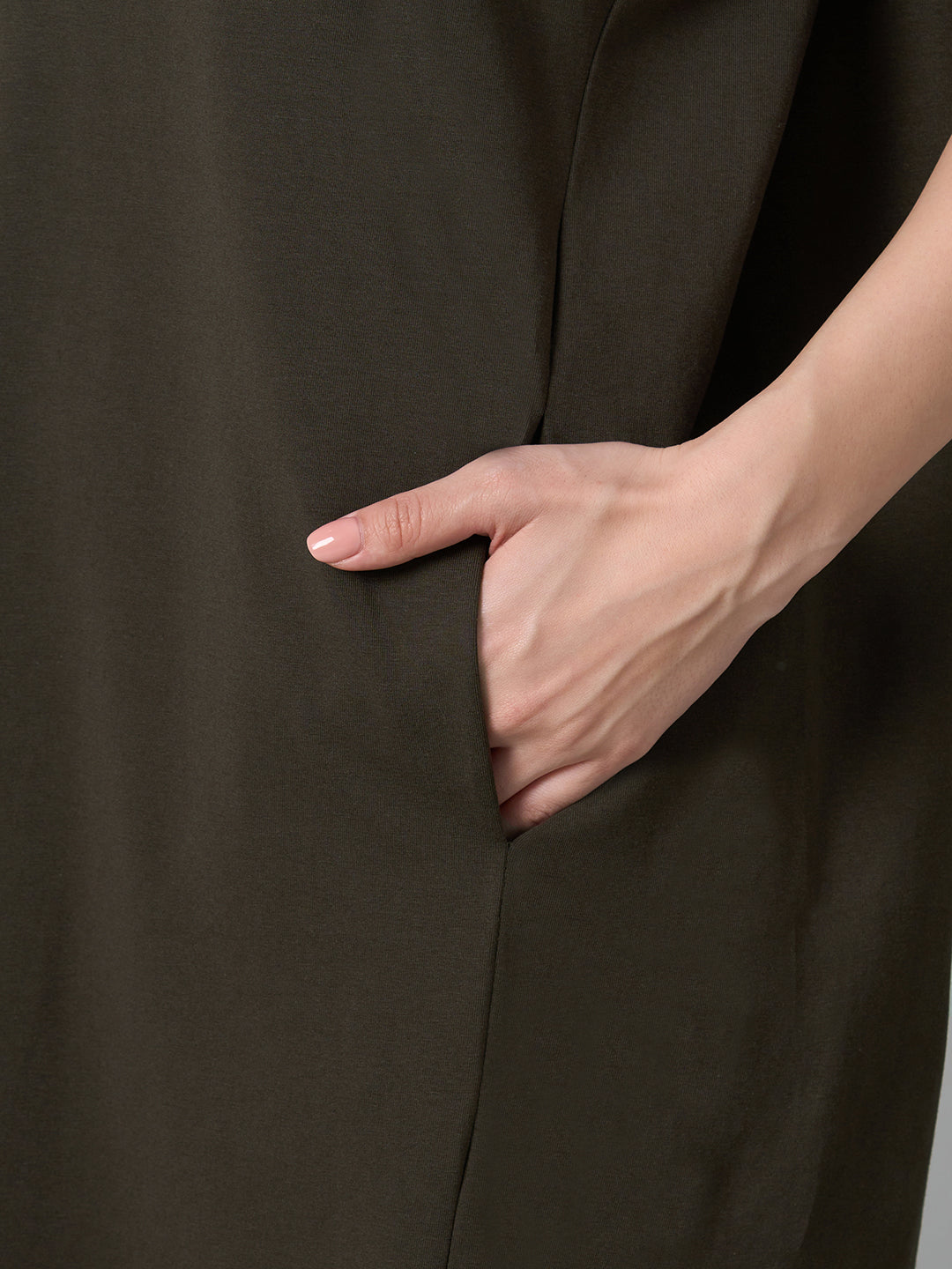 Women's Brown Cotton Elastane Regular Fit Kdress
