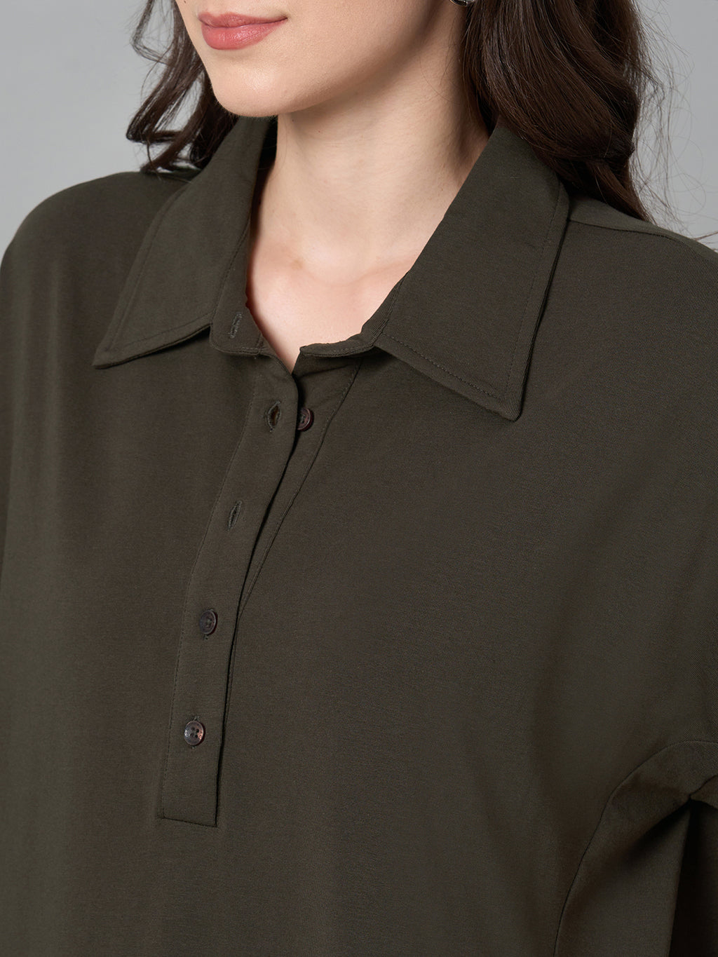 Women's Brown Cotton Elastane Regular Fit Kdress