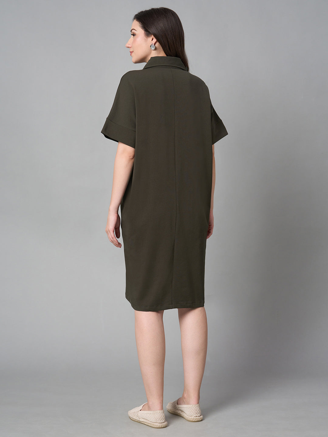 Women's Brown Cotton Elastane Regular Fit Kdress