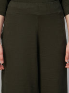 Women's Brown Cotton Elastane Loose Fit Knit Pant