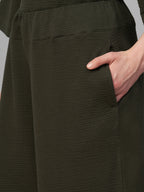 Women's Brown Cotton Elastane Loose Fit Knit Pant