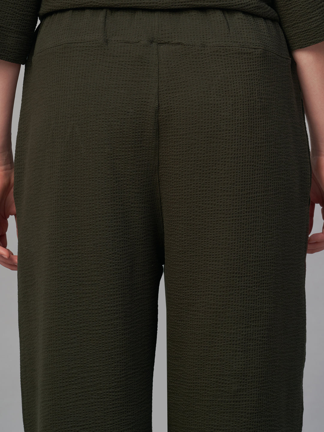 Women's Brown Cotton Elastane Loose Fit Knit Pant