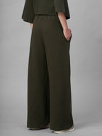 Women's Brown Cotton Elastane Loose Fit Knit Pant