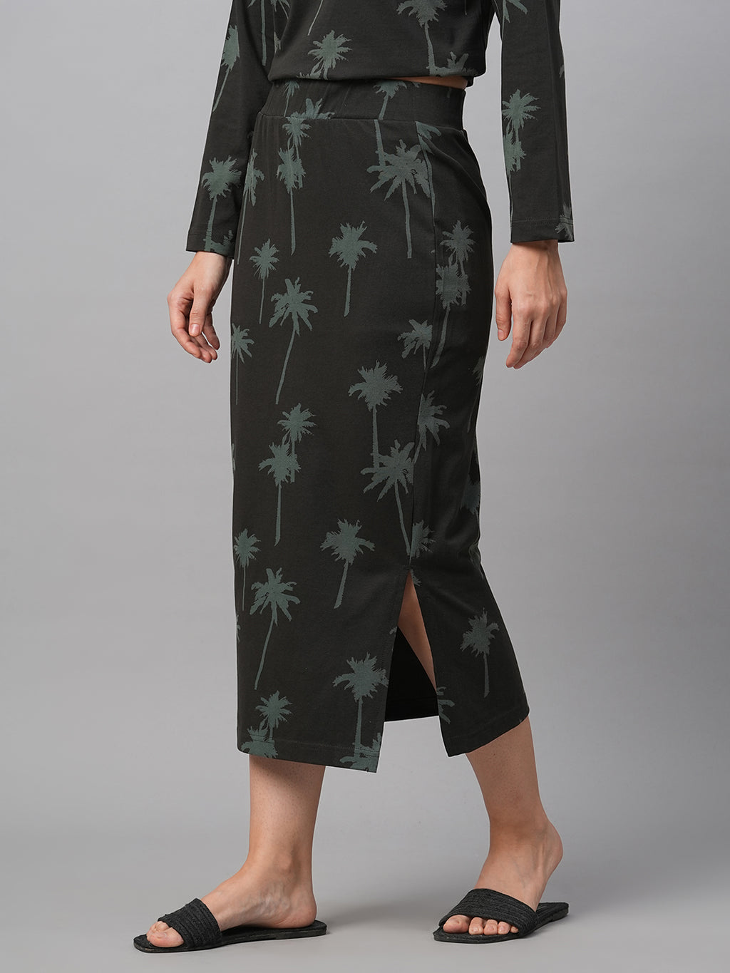 Women's Cotton Slim Fit Skirt Dark Grey