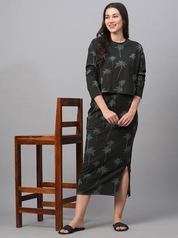 Women's Cotton Slim Fit Skirt Dark Grey