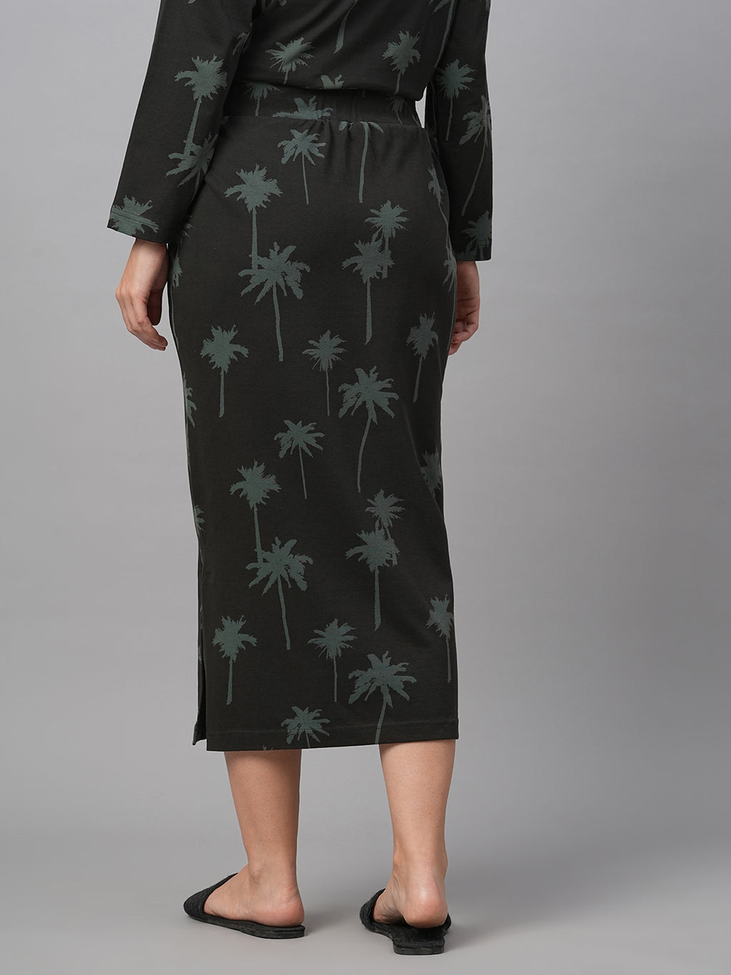 Women's Cotton Slim Fit Skirt Dark Grey