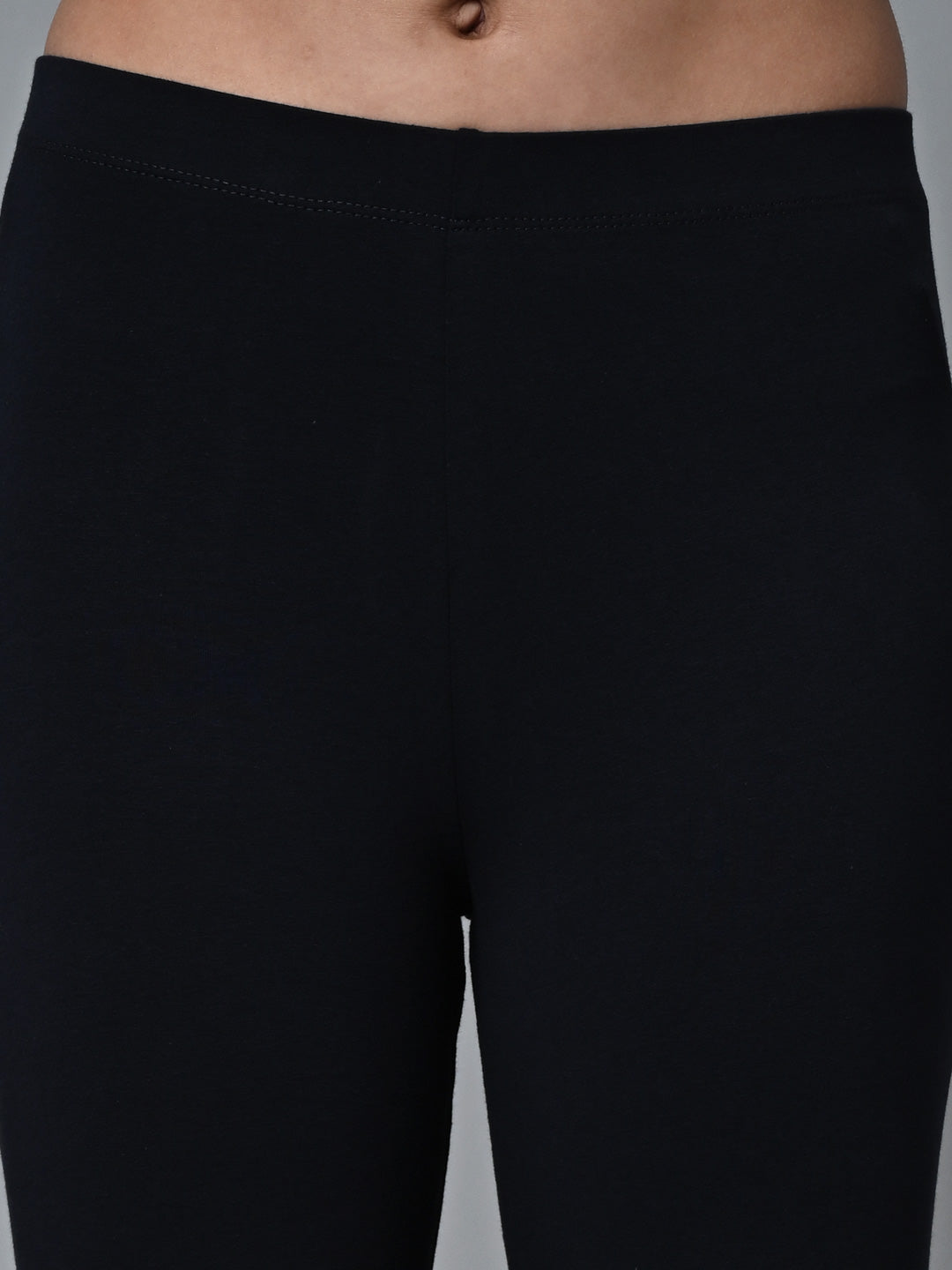 Women's Navy Cotton Elastane Slim Fit Knit Tights