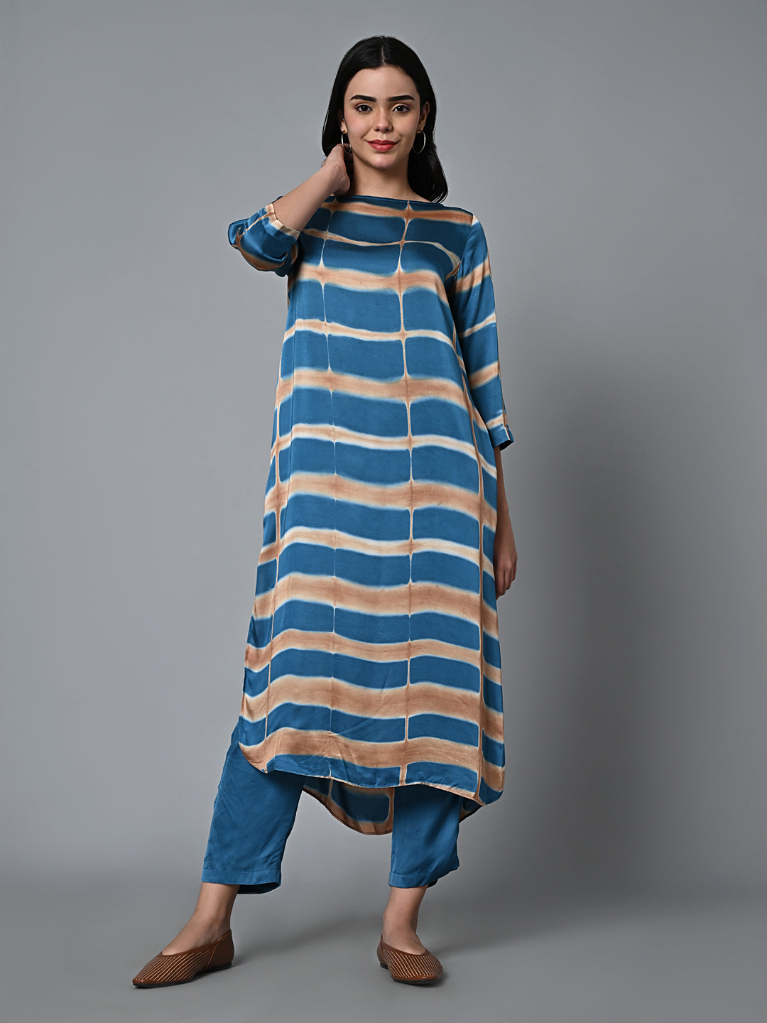 Women's Blue Viscose Modal Regular Fit Kurta