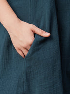 Women's Blue Cotton Regular Fit Kurta