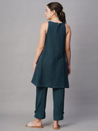 Women's Blue Cotton Regular Fit Kurta